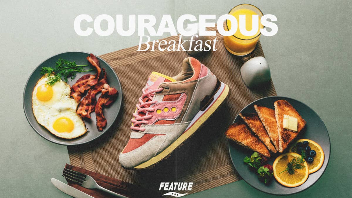 Feature collaborates on the Saucony Courageous for a 'Bacon and Eggs' colorway releasing on Dec. 10.
