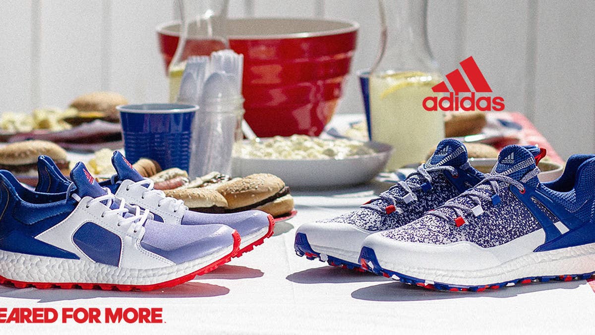 Adidas Golf celebrates the U.S. Open and the Fourth of July with "Red White and Blue" Boost Pack.