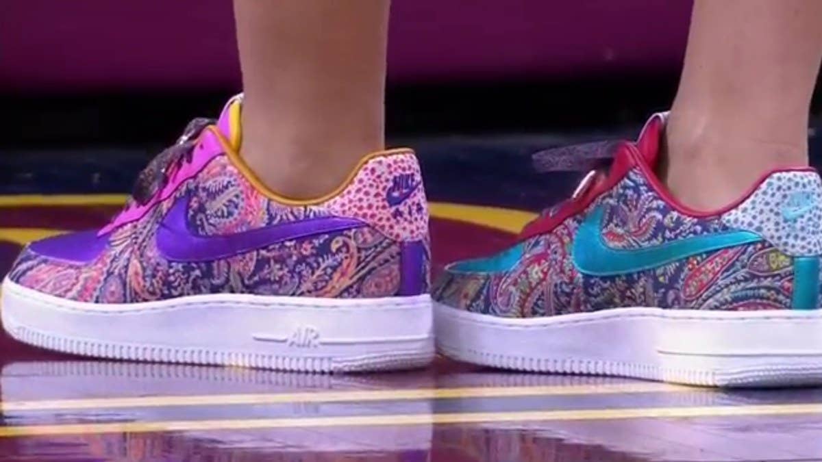 Craig Sager's special Nike Air Force 1s hit the NBA floor on Opening Night courtesy of Kristen Ledlow.
