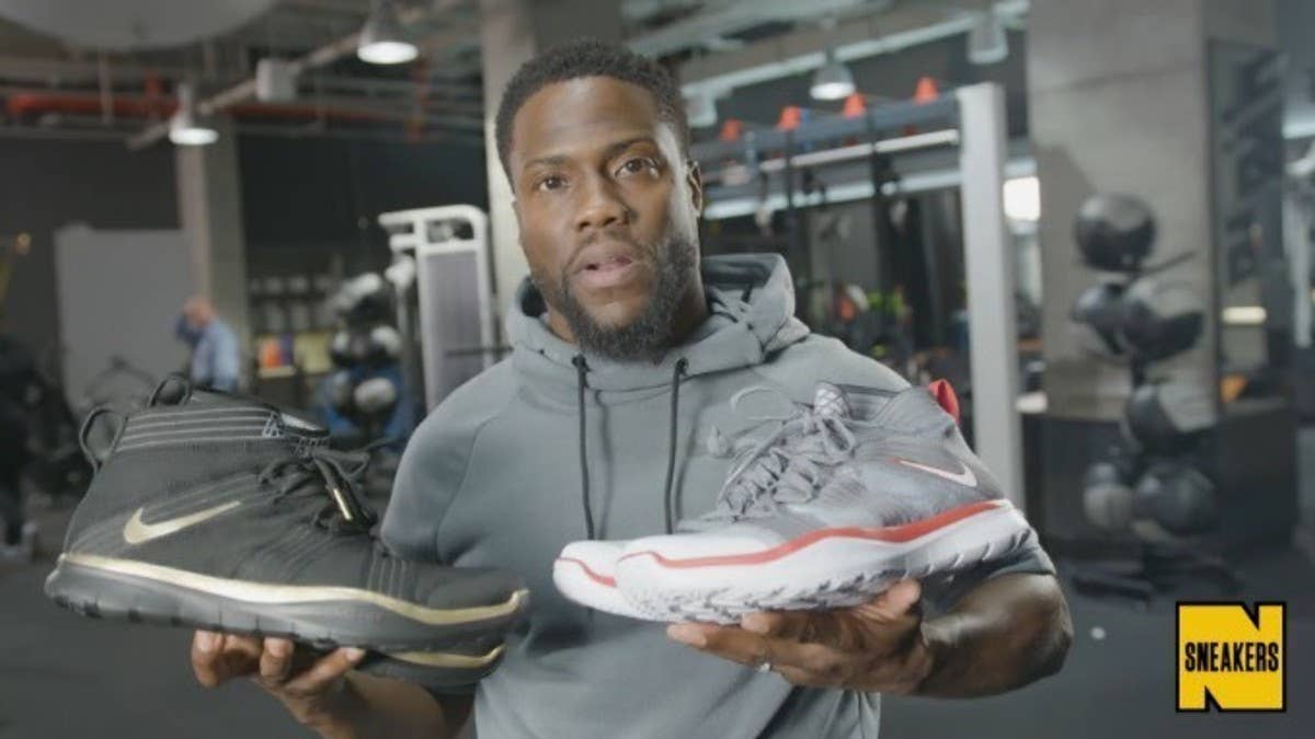 In a new video interview with Complex News, Kevin Hart talks about his new Nike Free Train Virtue 'Hustle Hart' pack and says Drake's OVO Jordans stink.