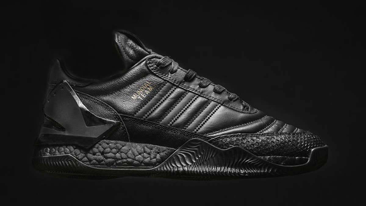 Triple black The Shoe Surgeon x Adidas Copa Rose Lux releasing exclusively in Paris.