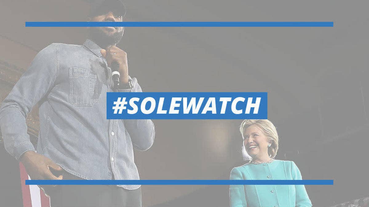 LeBron James rallied with Hillary Clinton in brightly colored Nikes.