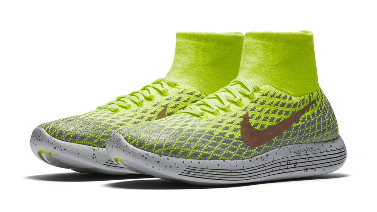 Nike brings volt to its Nike LunarEpic Flyknit Shield to brave the elements this fall/winter.