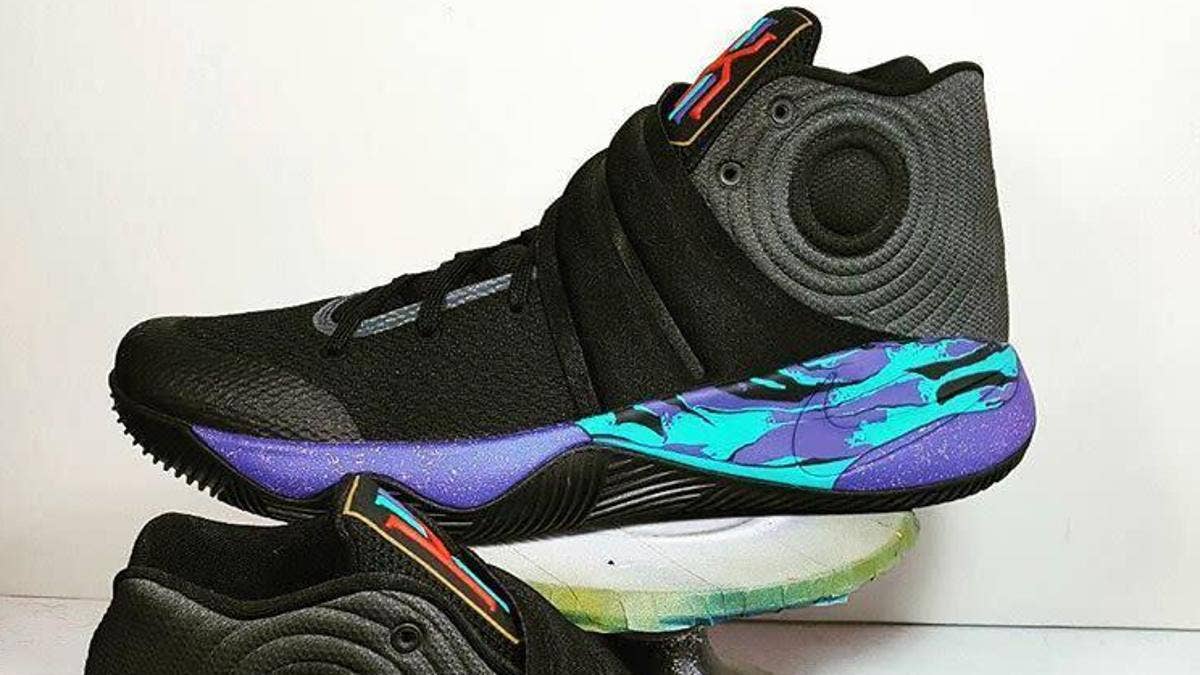 A customizer brought "Aqua" Jordan 8 details to the Nike Kyrie 2 and it looks amazing.