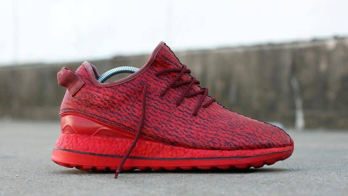 Dank Customs made "Red October" sneakers out of a pair of Yeezy Cleats.