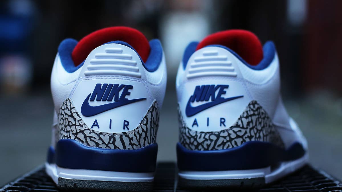 The 2016 Air Jordan 3 "True Blue" with Nike Air on the back releases on Nov. 25.