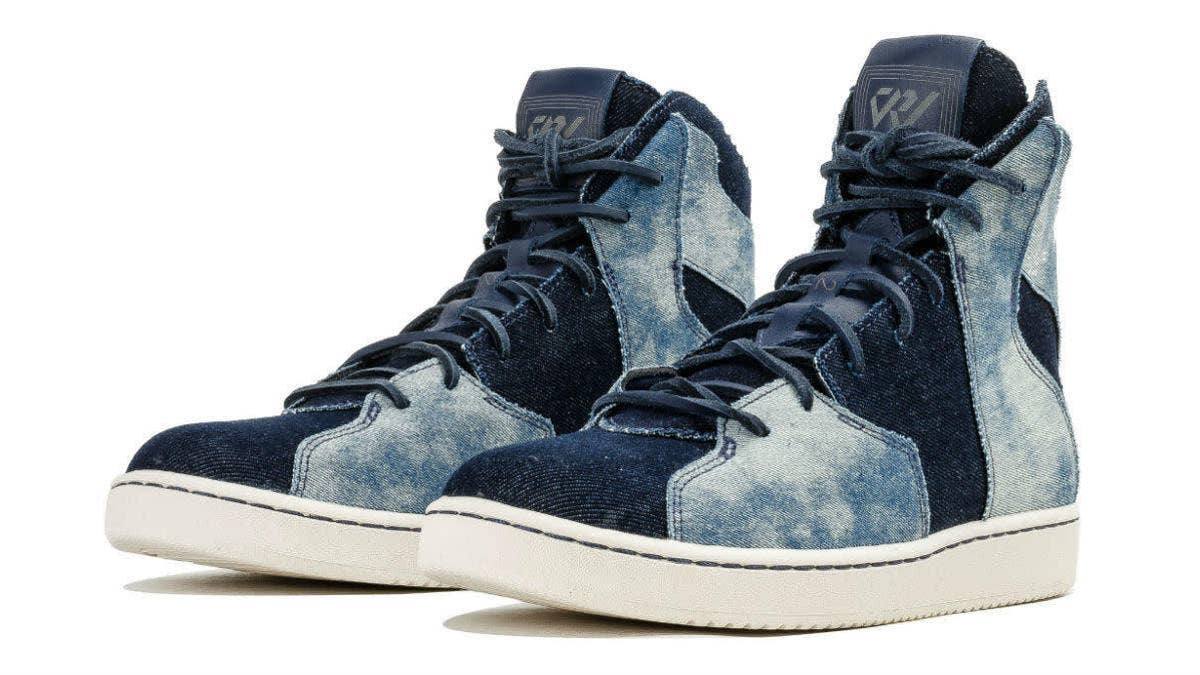 Bleached denim covers the uppers of Russell Westbrook's latest Jordans.