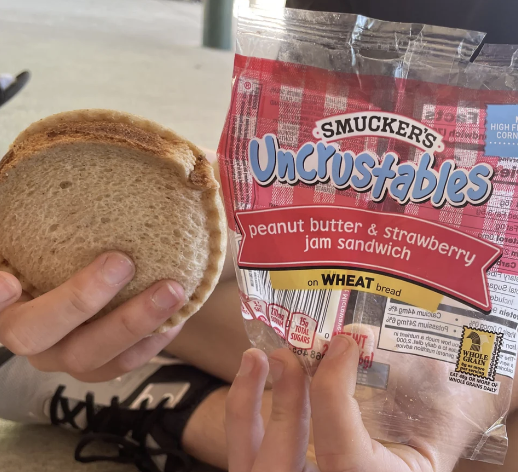 an uncrustable sandwich with crust