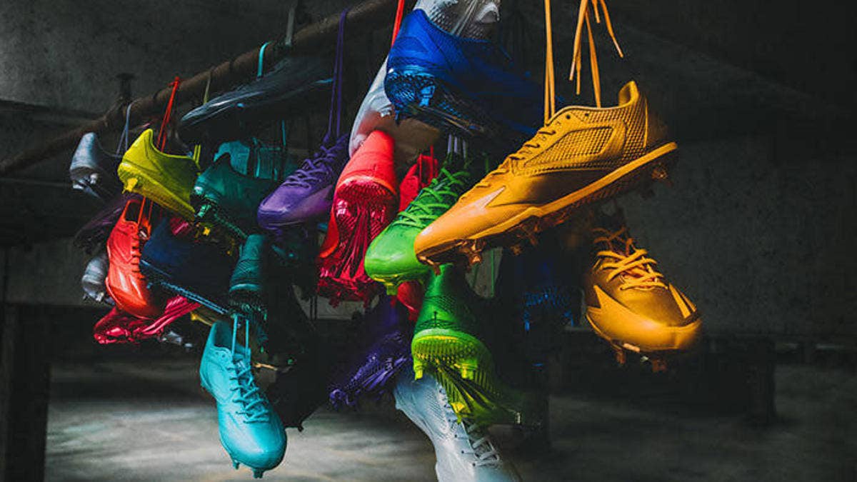 Both brands have colorful cleats on deck.