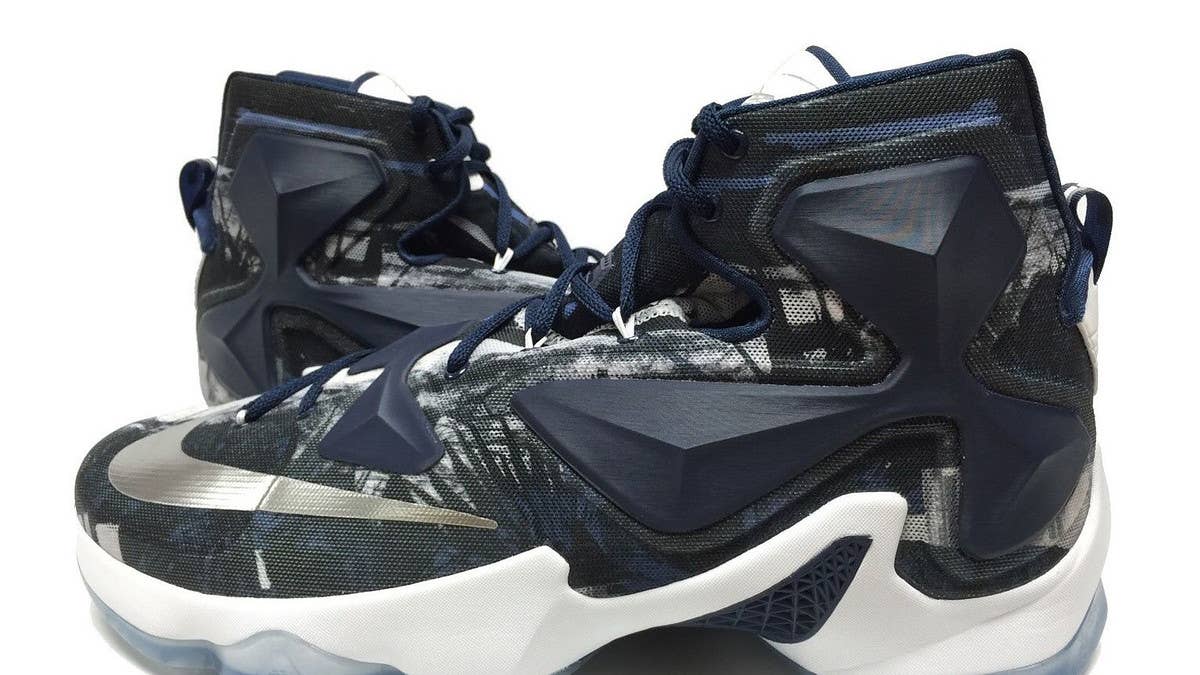 The LeBron 13 dons Akron Zips colors.