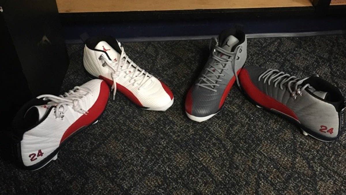 Two pairs of Air Jordan 12s for the Red Sox pitcher.