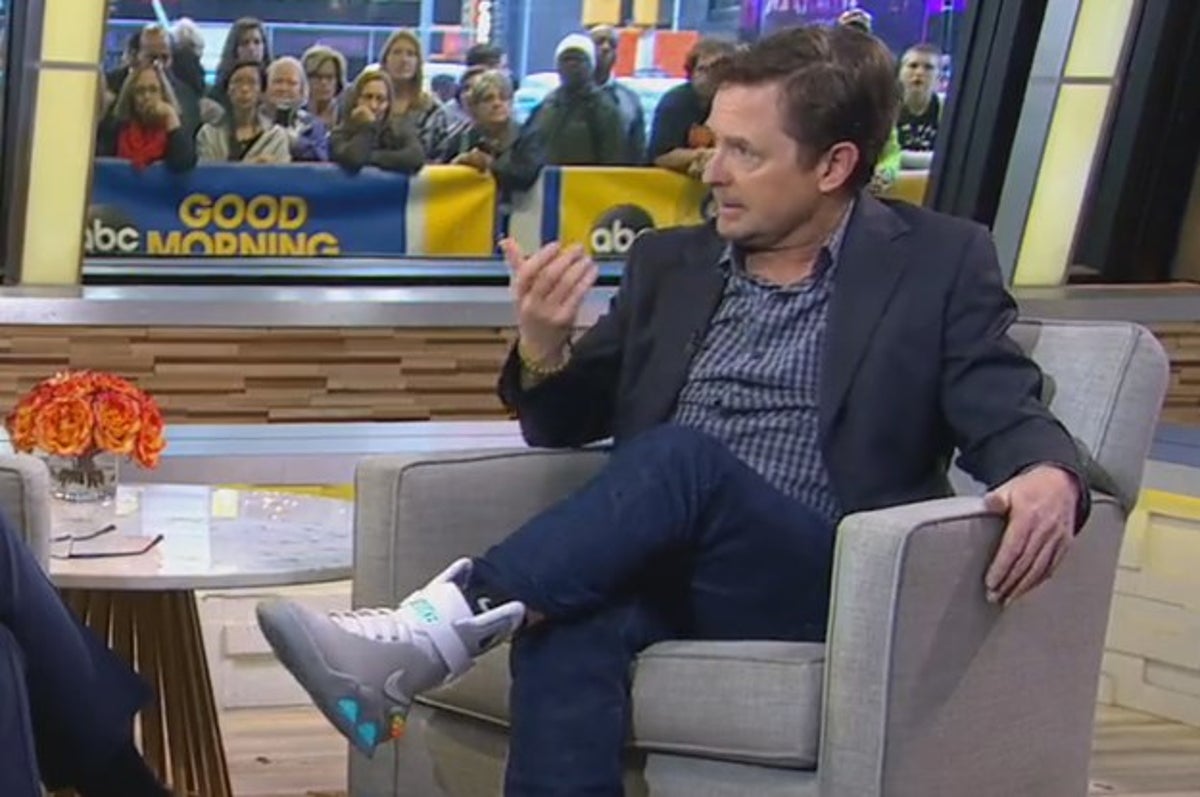 Watch Michael J. Fox Off "Back to the Future" Nike Mag Shoes | Complex