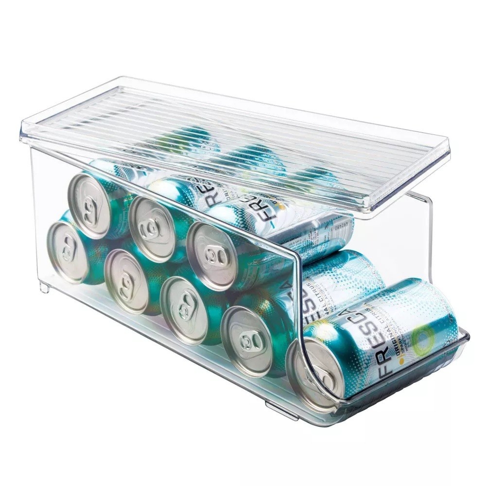 Cans of soda in plastic organizer