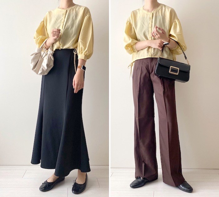 GU(ジーユー)のおすすめトップス「シアードローストリングブラウス(7分袖)Q+E」