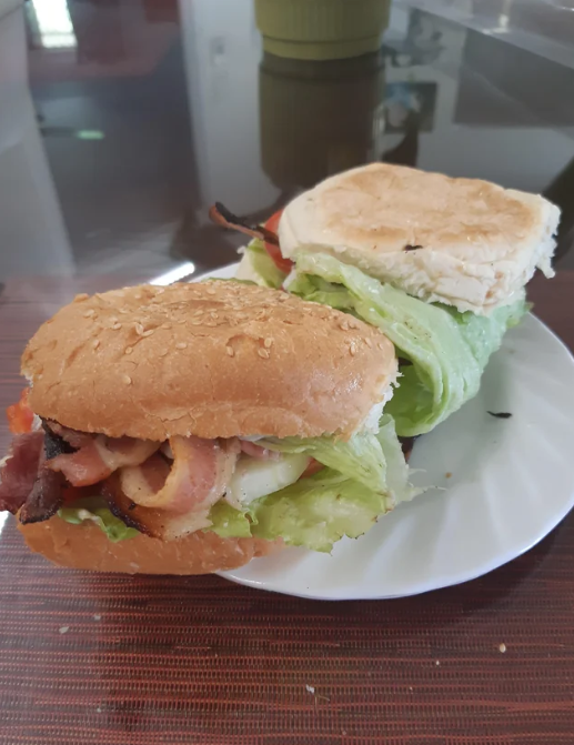 A burger wrapped with lettuce