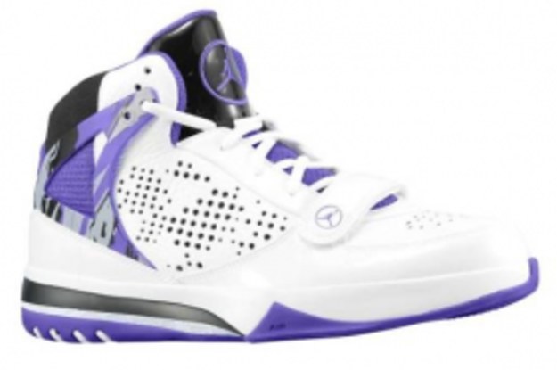 Jordan 23 purple hot sale and white