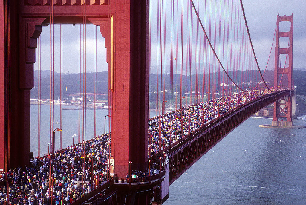 People on the Golden Gate Bridge