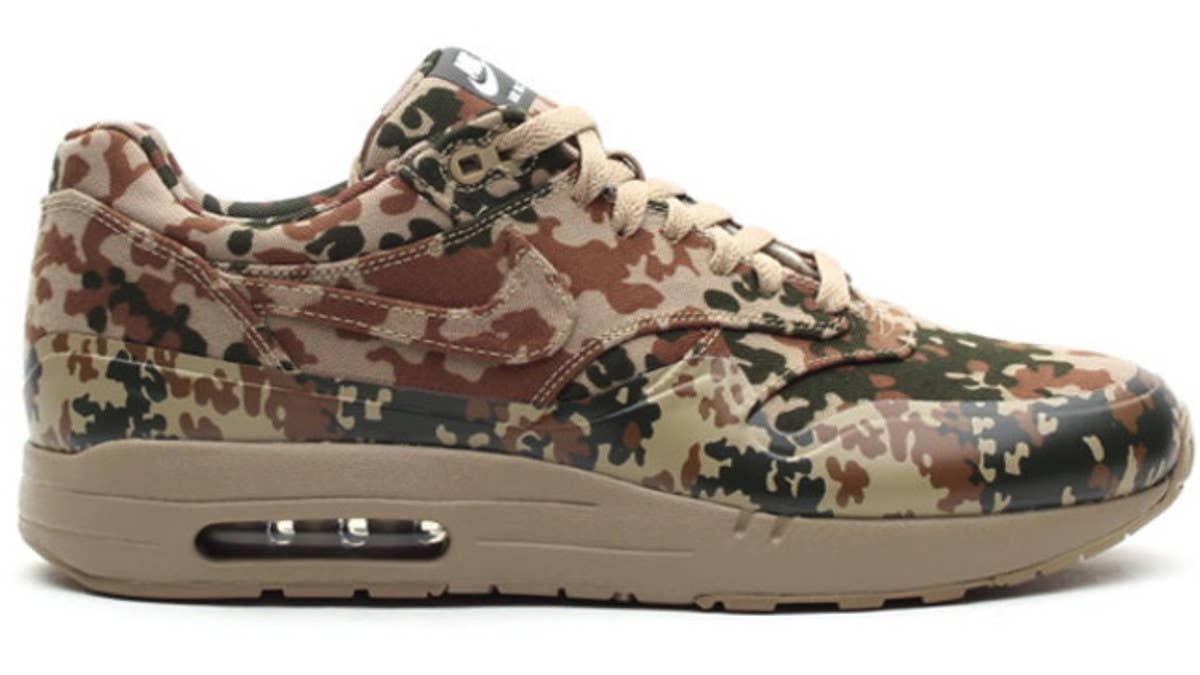 A closer look at the Flecktarn-equipped Nike Air Maxim 1 SP "Germany."