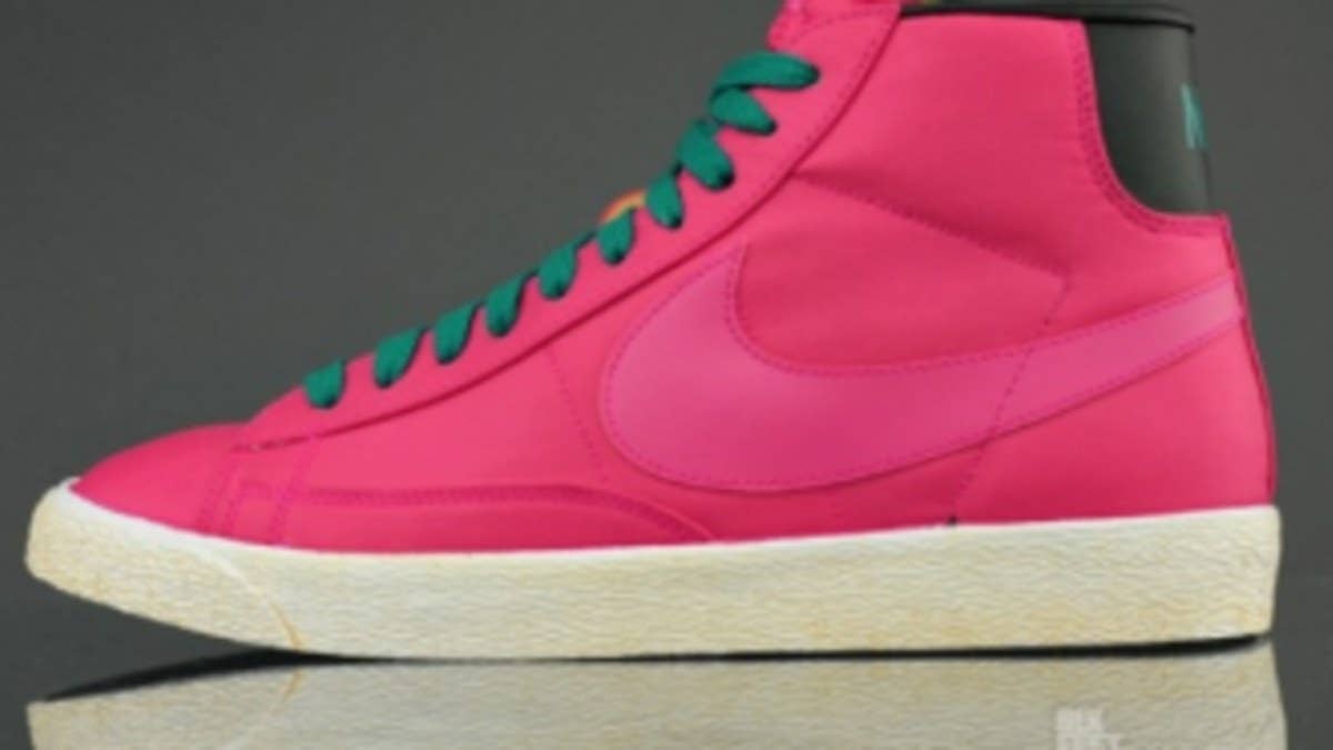 Easily one of their most popular vintage-finished models, Nike Sportswear is releasing the Blazer High VNTG in yet another cherry-covered colorway.  