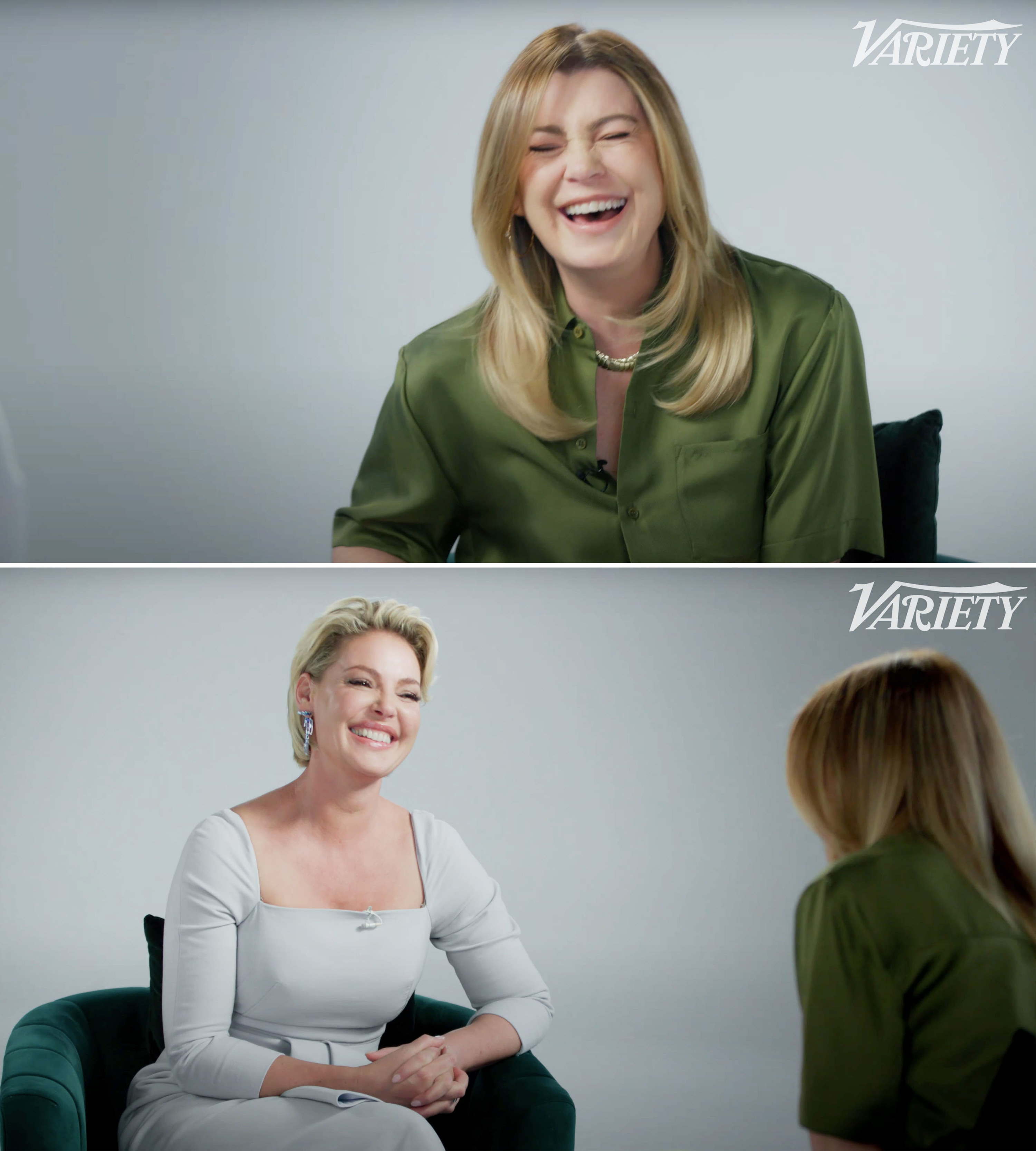 Ellen Pompeo and Katherine Heigl interviewing each other