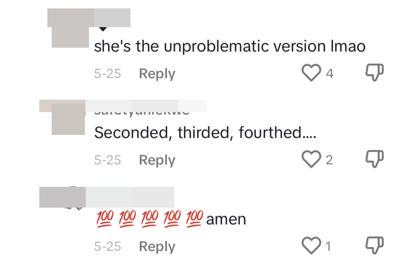 Screenshot of TikTok comments agreeing
