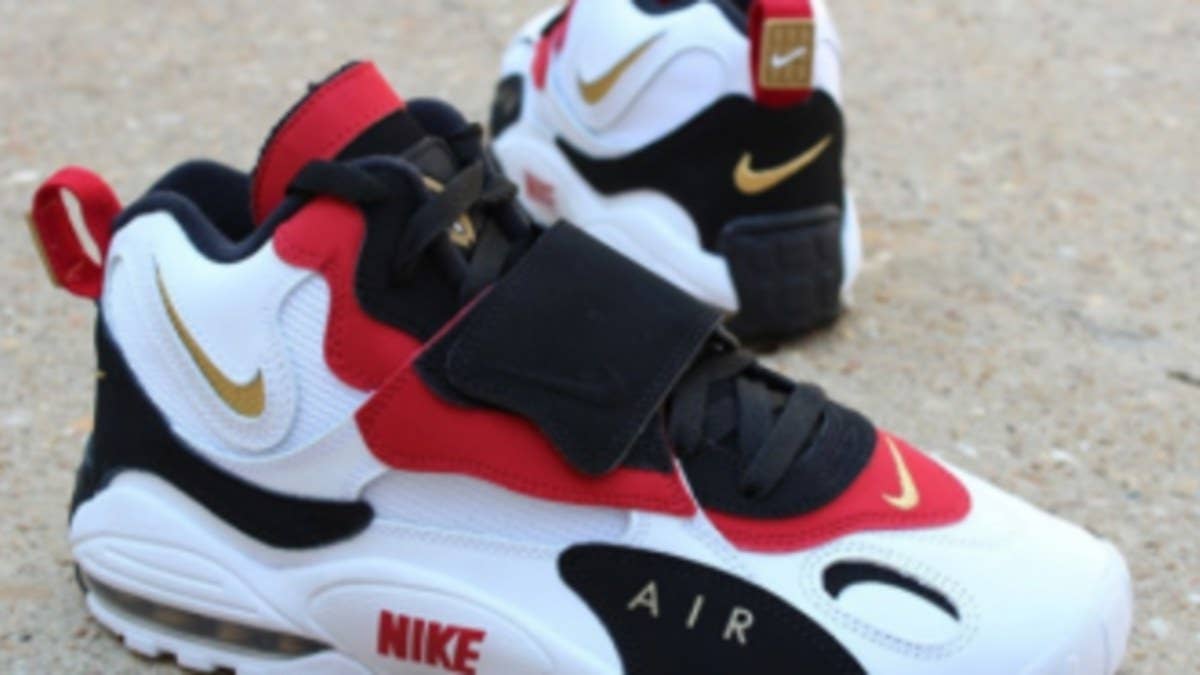 Nike Sportswear continues to celebrate the return of the Swoosh to the NFL with this 49ers-inspired colorway of the mid '90s gridiron favorite Air Max Speed Turf.  