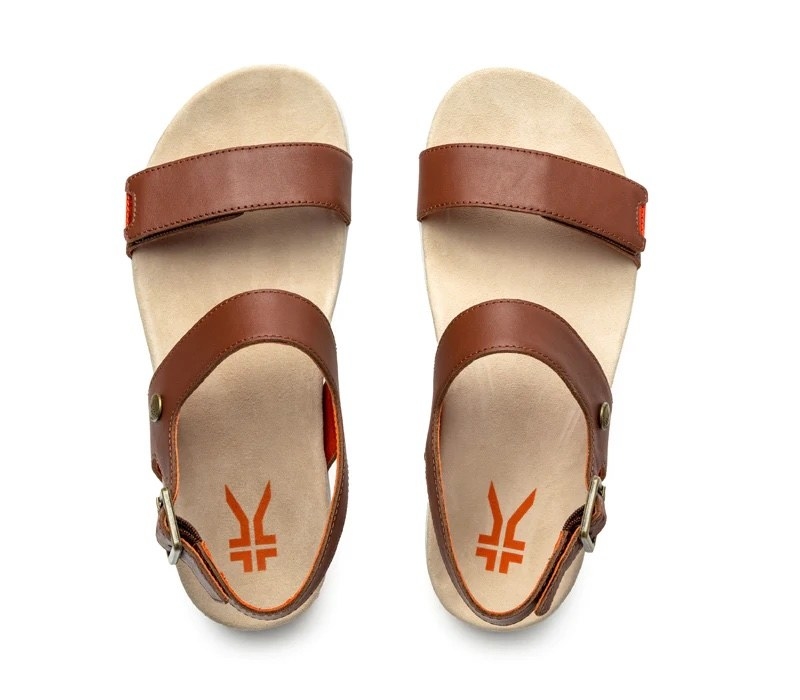 a -pair of brown sandals