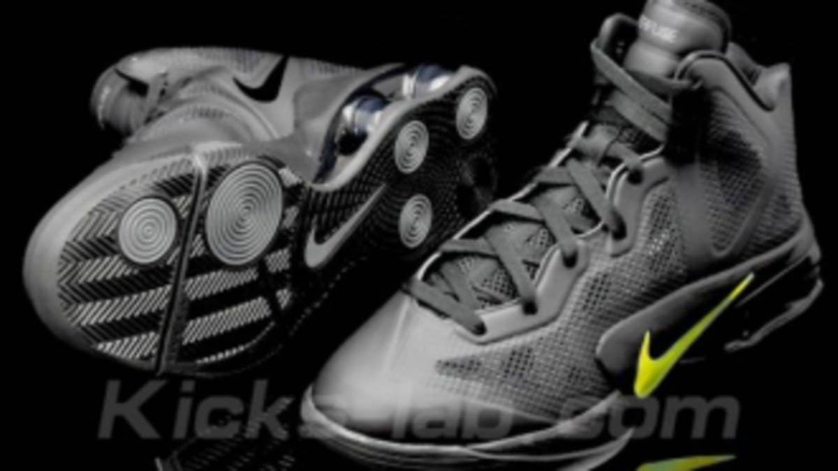 A new colorway of Nike's Hyperfuse-constructed basketball shoe that employs Air Shox cushioning.