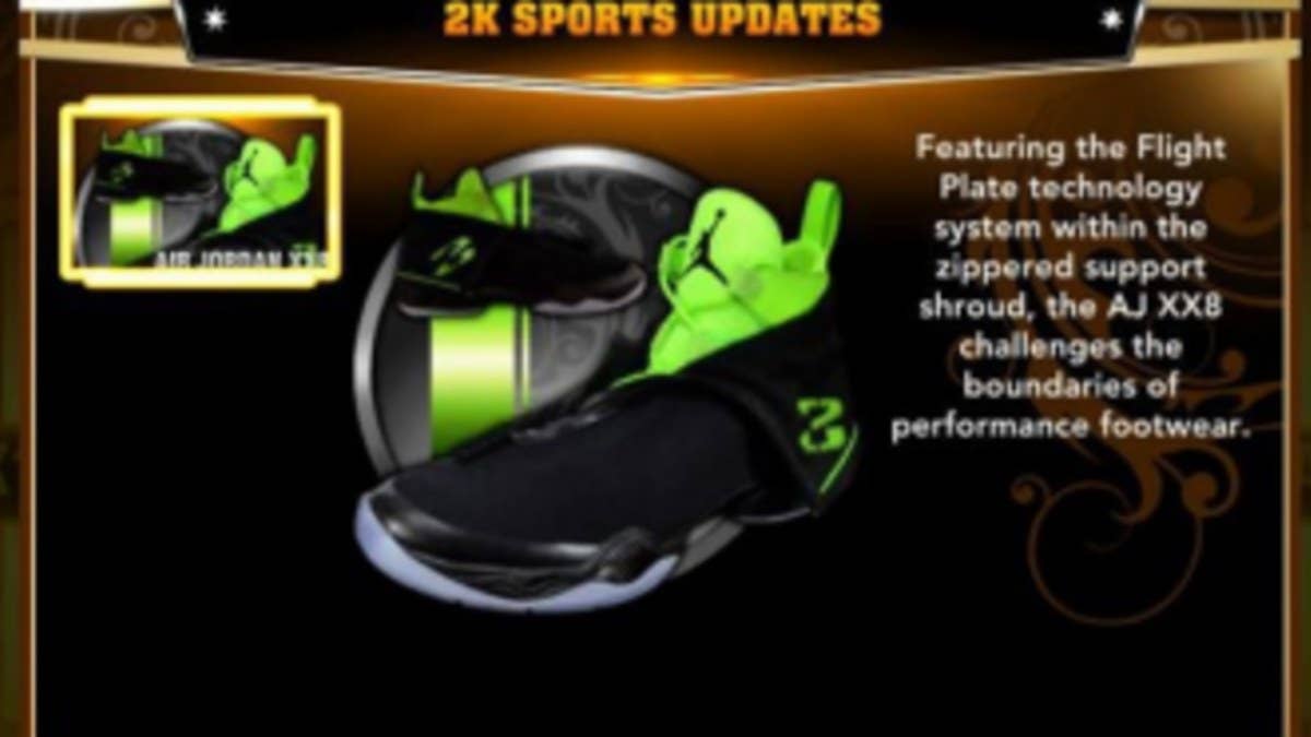 NBA 2K13's latest roster update officially went live last night, including the addition of the Air Jordan XX8 as a playable sneaker option.