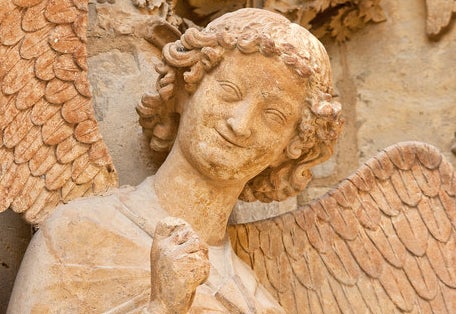Closeup of an angel statue