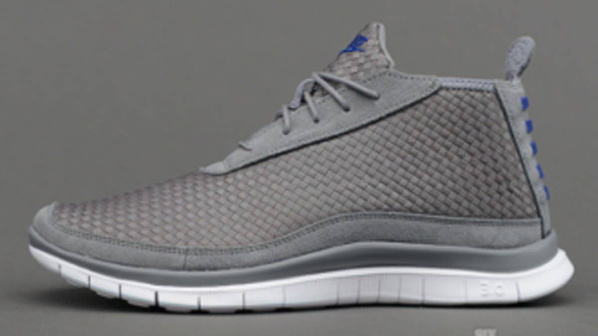 First previewed last winter, the Nike Free Woven Chukka in Cool Grey / Hyper Blue is now available at select retailers.