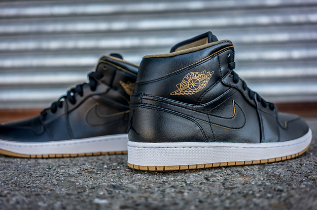 Black white and shop gold jordan 1s