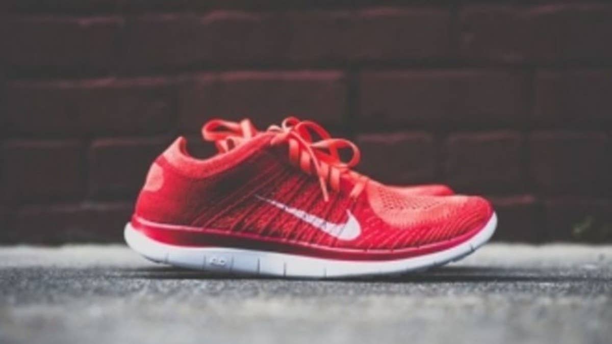 One of Nike's latest runners in the Free Flyknit 4.0 arrives in a vibrant 'Bright Crimson' colorway.