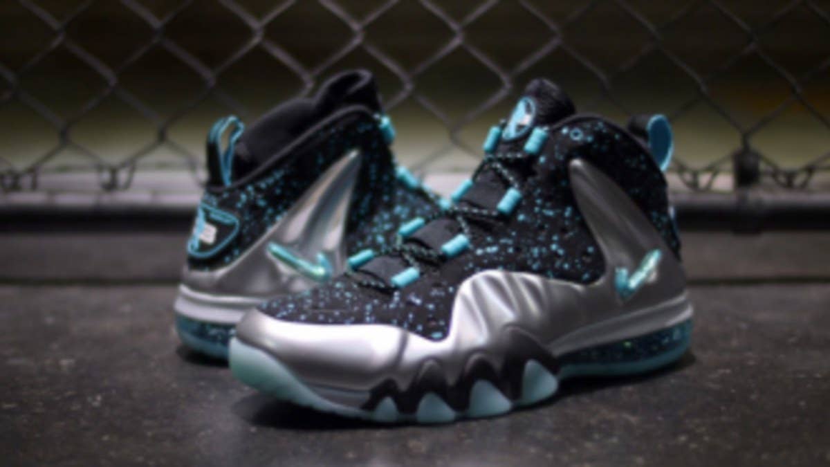 Another look at the upcoming Nike Barkley Posite Max in Metallic Silver / Gamma Blue.