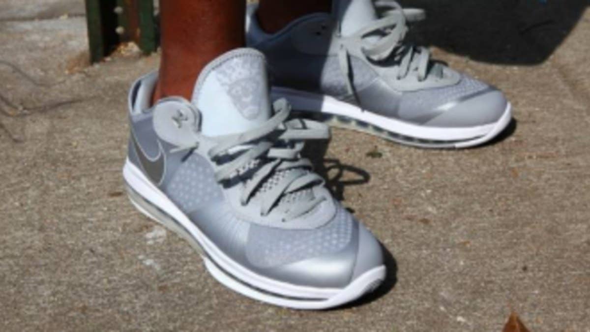 Here's another detailed look at LeBron's signature 8 V/2 Low in the new Wolf Grey/Metallic Silver colorway.