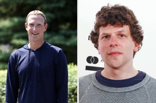 Mark Zuckerberg on the left and Jesse Eisenberg on the right