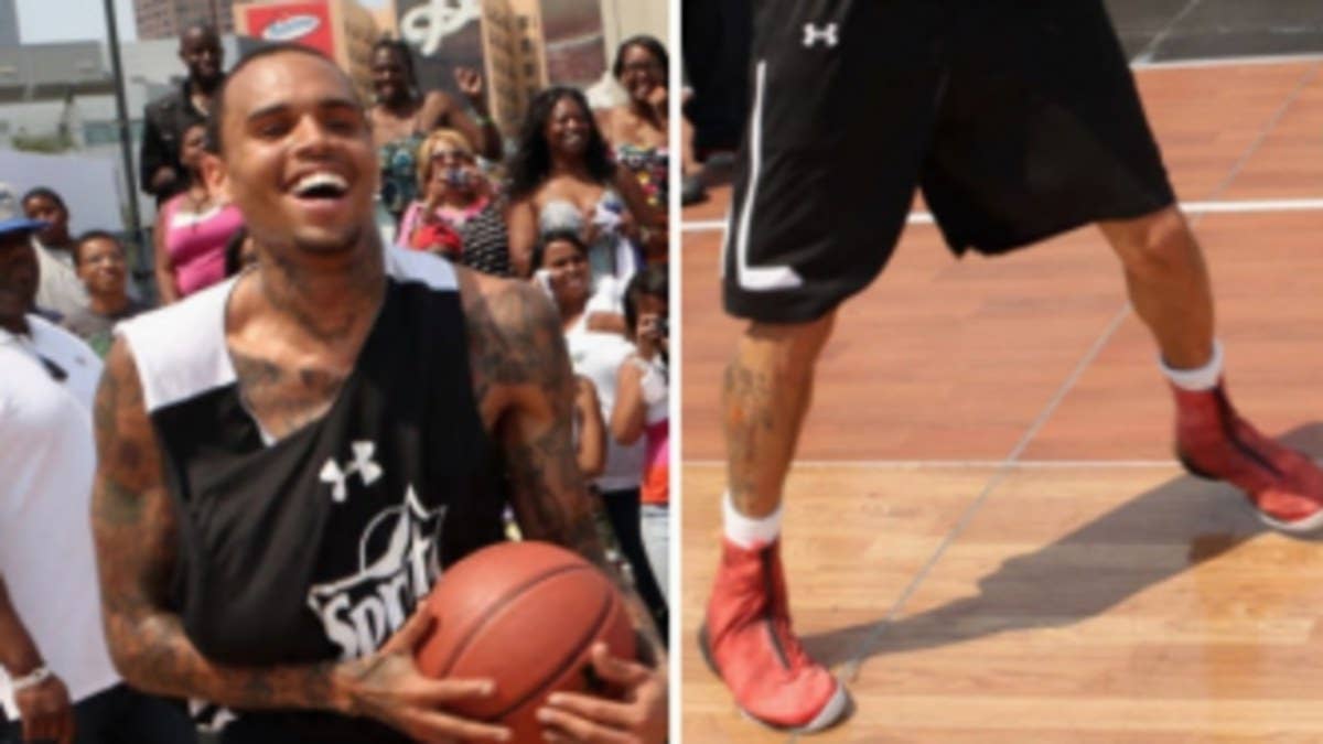 Chris laced up the latest Air Jordan at the BET Experience in LA.