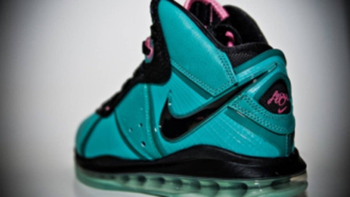 The "South Beach" LeBron 8 will be available from Eastbay this month.