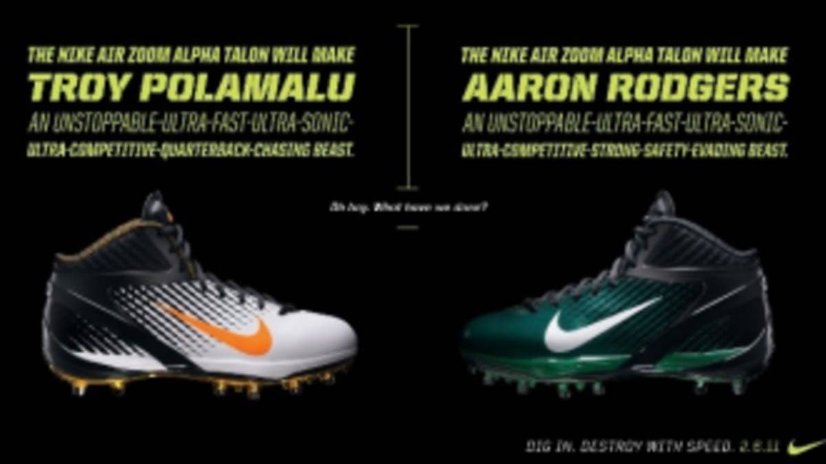Several Nike athletes playing in tomorrow's Super Bowl are expected to wear team specific colorways of the brand new Air Zoom Alpha Talon cleat.