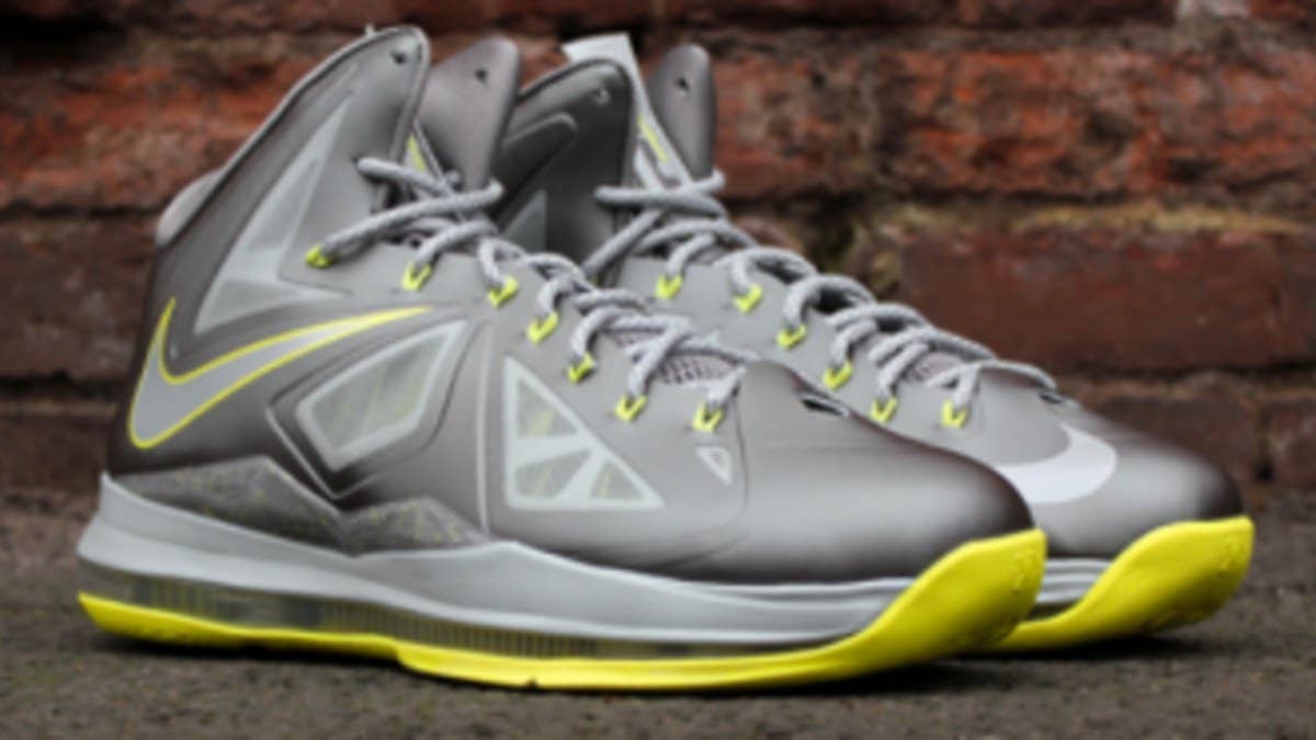 A closer look at the upcoming Nike LeBron X in Sport Grey / Strata Grey / Electric Yellow, otherwise known as the new "Canary" colorway.