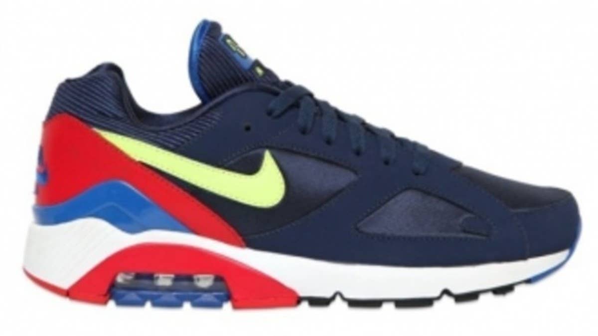 An interesting mix of colors is dressed over the timeless Air 180 runner by Nike Sportswear.