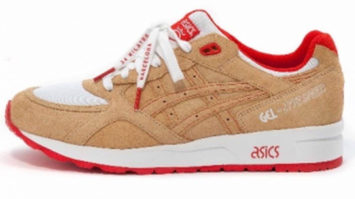 New images of the upcoming 24 Kilates collaboration with Asics and wineskin manufacturer Tres ZZZ. 
