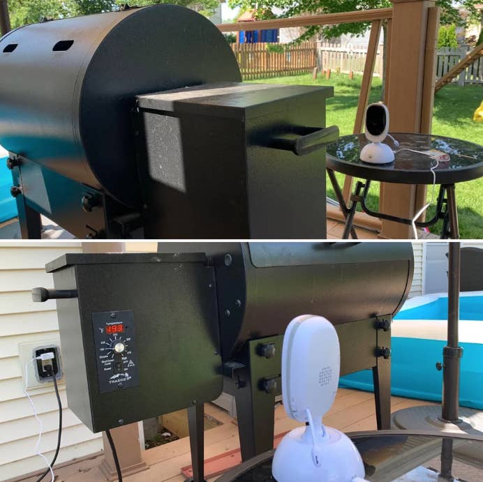 A baby monitor in front of a smoker