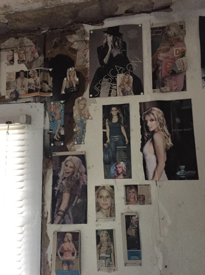Jessica Simpson posters on a wall