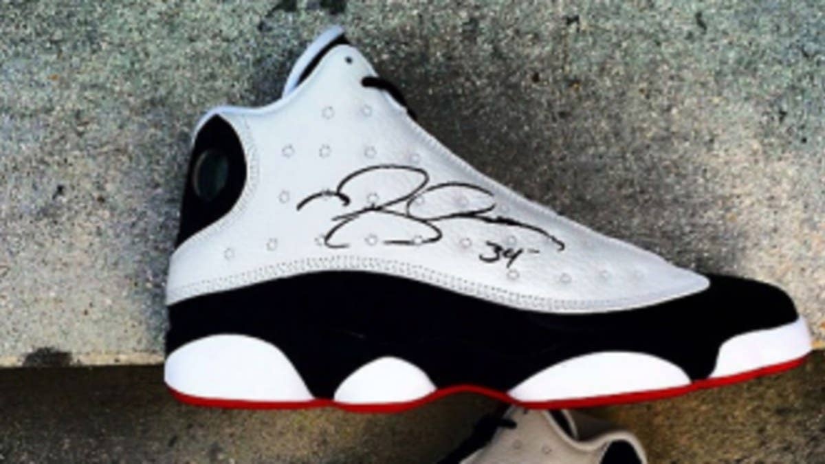 Along with this weekend's highly anticipated White/Black Air Jordan Retro 13 release, Miami-based retailer UNKNWN is raffling off a pair autographed by Ray Allen.