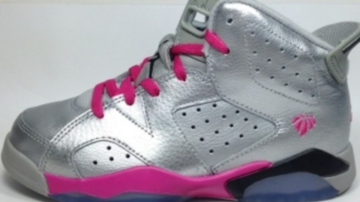 Pink and cheap silver jordans