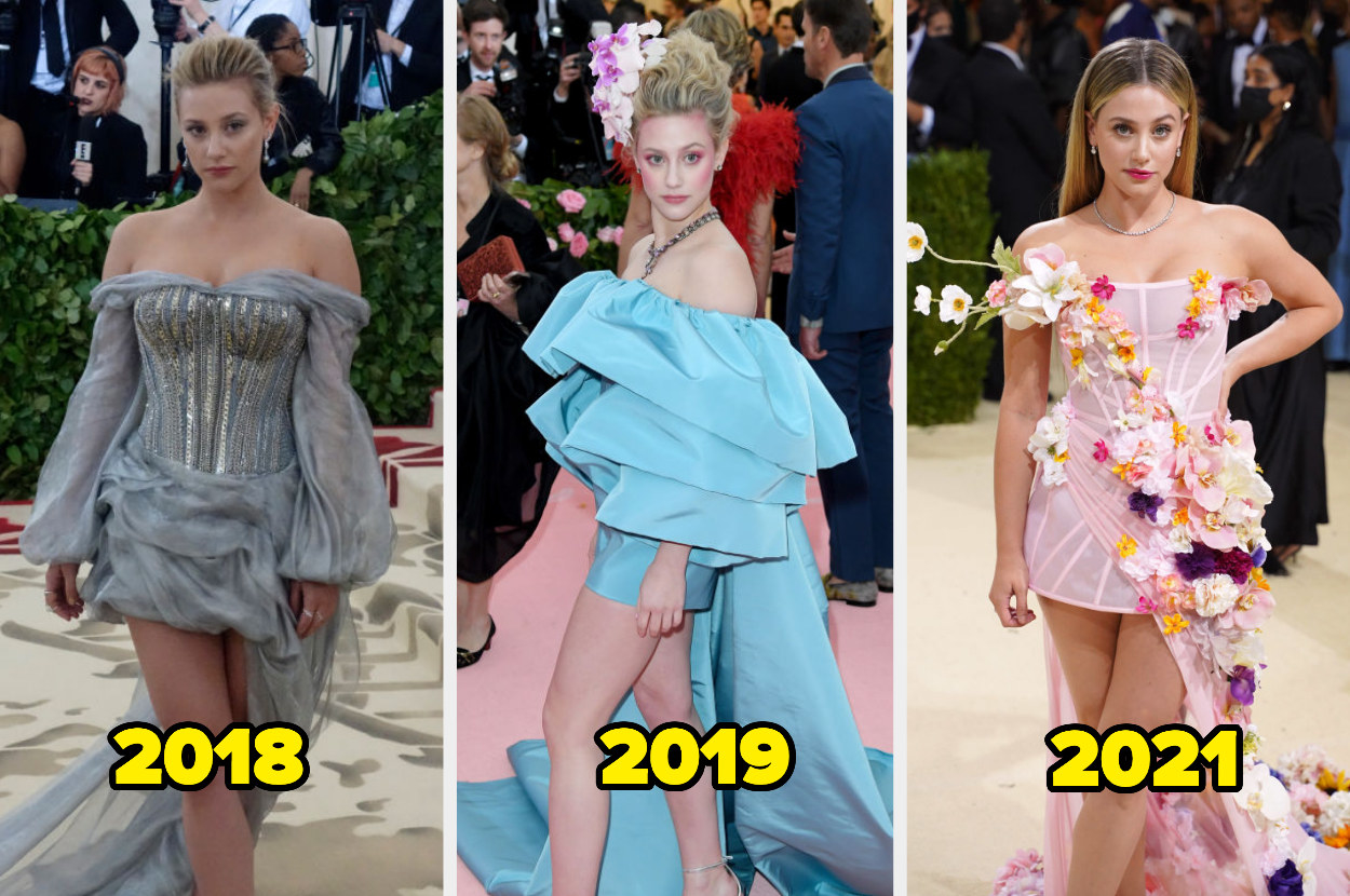 Lili at the Met Gala in 2018, 2019, and 2021