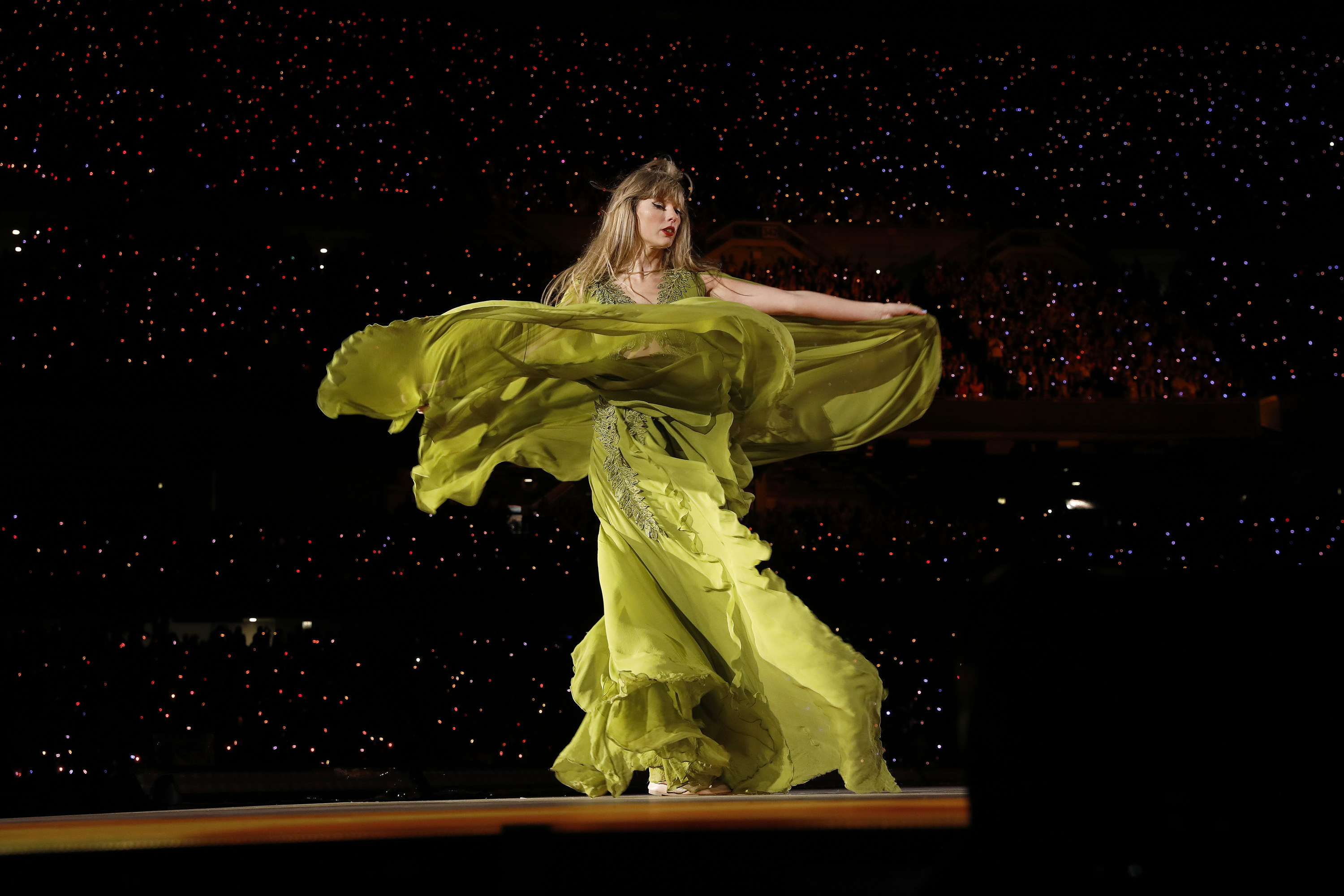 Taylor performing on stage