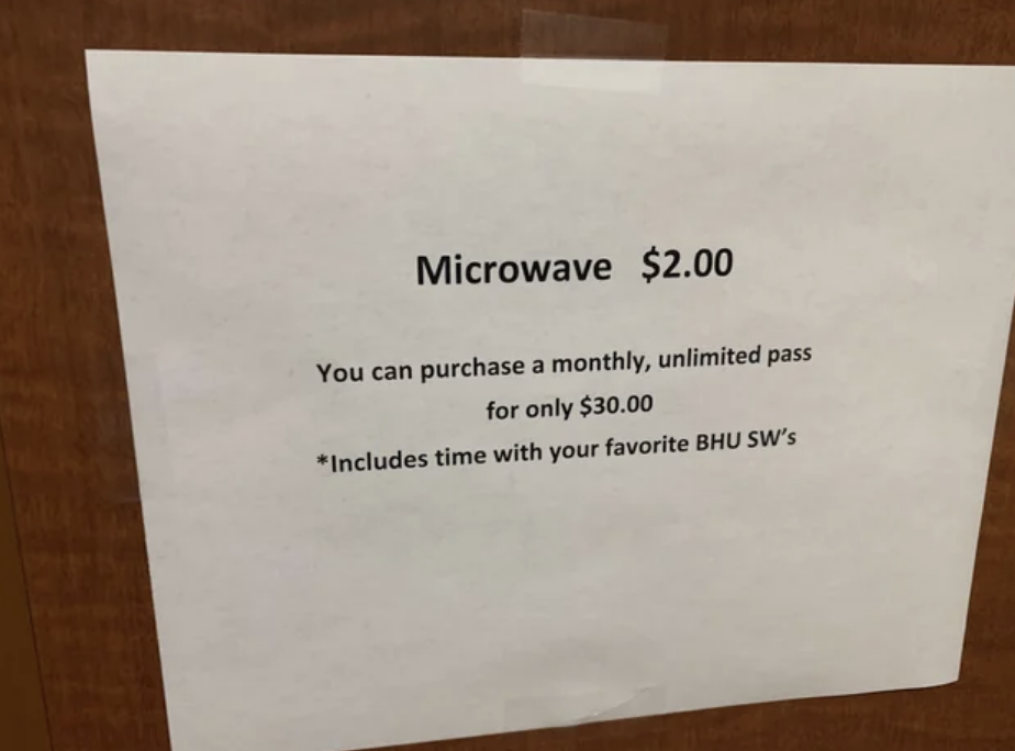 $2 to use the microwave
