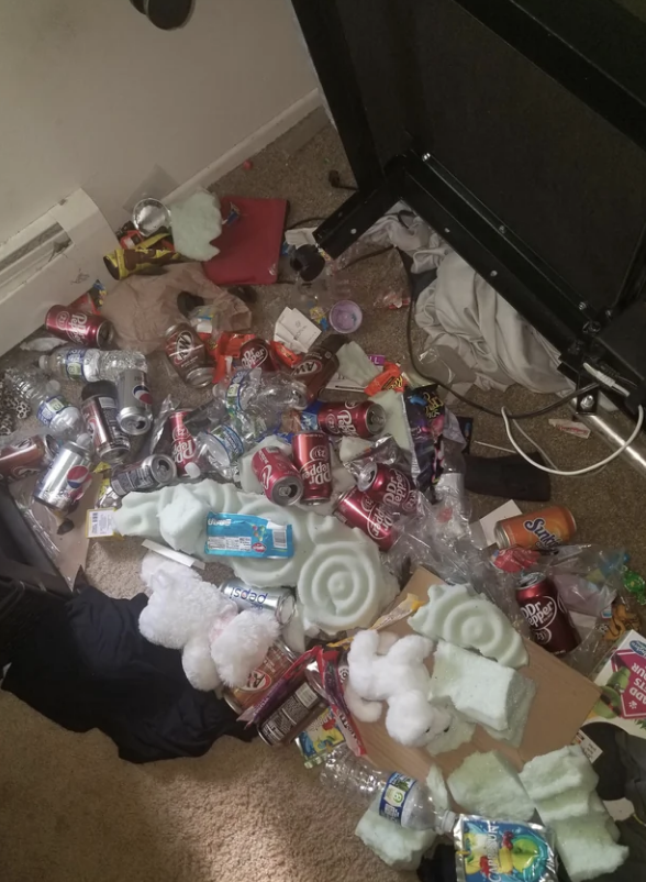 pile of soda cans and trash